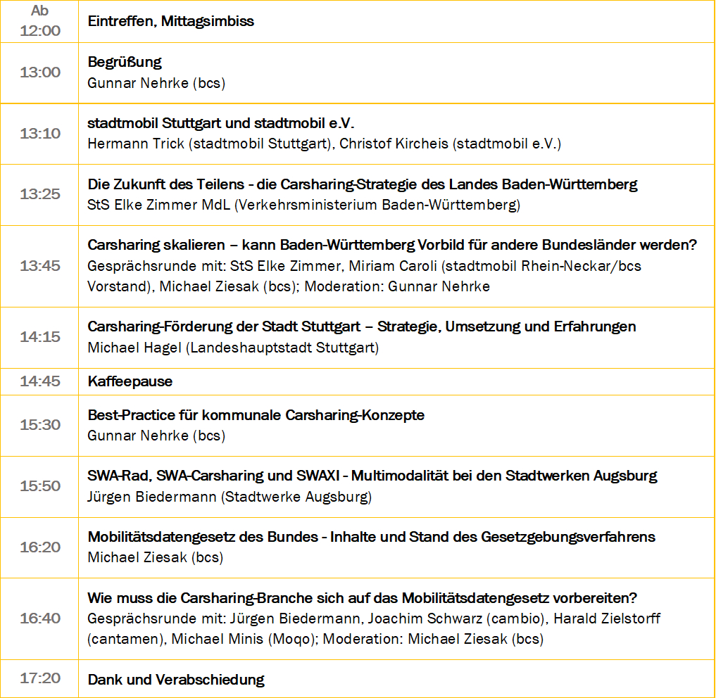 Programm Carsharing-Arbeitstagung 2024